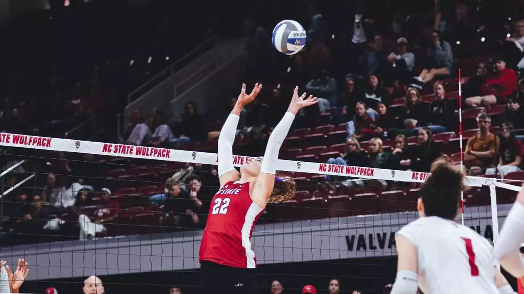 Eva long setting against Wake Forest in Reynolds Coliseum 10/23/26