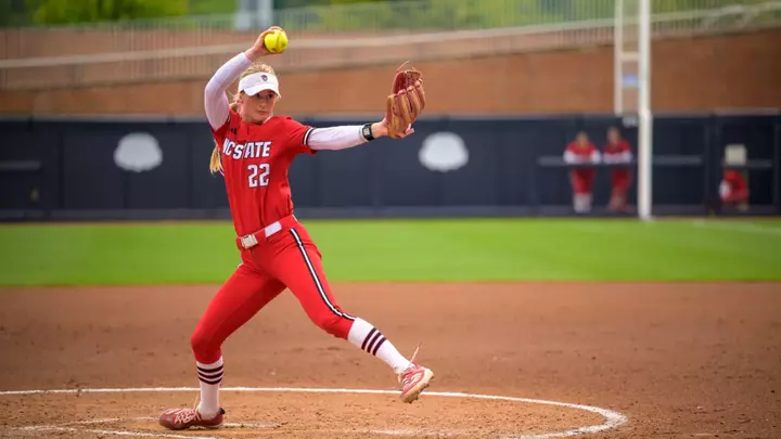 Rylee Wyman pitching against Louisville in Round 1 of the ACC Tournament 2026