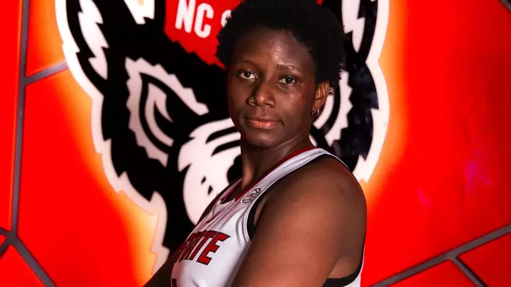 Favour Ossai poses after arriving to the NC State women's basketball team