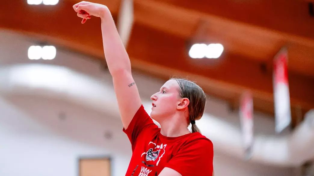 Maddie Cox makes a 3-pointer at NC State women's basketball summer practice