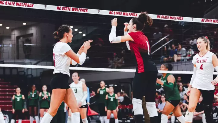 Clara Vondran and Zuzia Maciejewicz celebrating vs. Charlotte 9/6/26