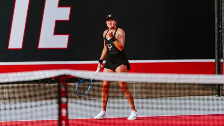 Mia Slama celebrating a win at home