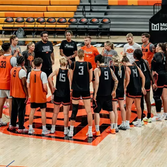 Cowgirl Basketball Team Huddle at Practice