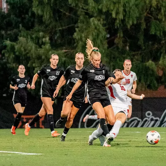 Image Taken at Cowgirl Soccer Pink Jersey, 01, 10, 26, Orange Power Studios, Stillwater, Oklahoma. Marlee Brown/OSU Athletics.