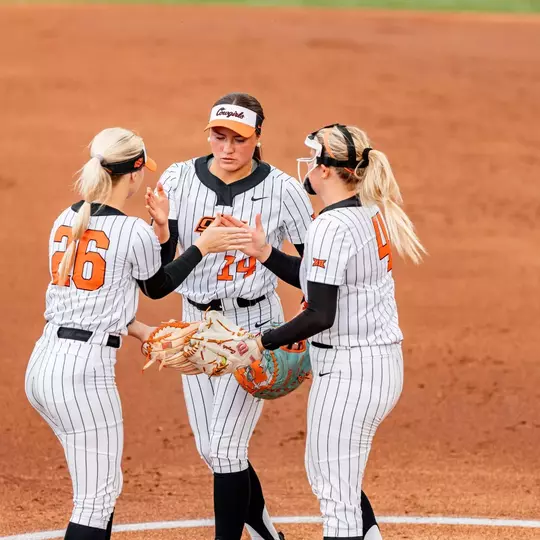 Rosie Davis, Karli Godwin and RyLee Crandall against Wichita State