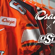A graphic highlighting the jersey patch sponsorship between Oklahoma State Athletics and Osage.