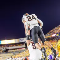 Image Taken at the West Virginia Mountaineers vs Oklahoma State Cowboys Football Game, Saturday, September 26, 2026, Milan Puskar Stadium, Morgantown, WV. Bruce Waterfield/OSU Athletics