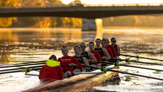 Rutgers women's rowing on the Raritan River during fall 2025 practice