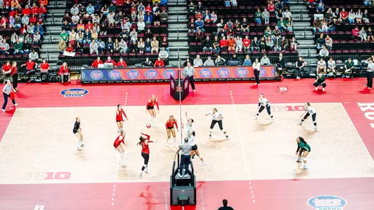 View of Jersey Mike's Arena volleyball court