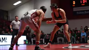 Rutgers wrestler Shane Cartagena-Walsh in his bout against Rider.