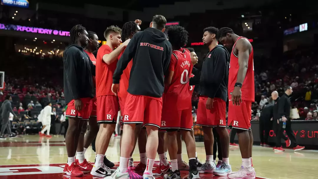 View game action images from Rutgers men's basketball's game at Maryland.