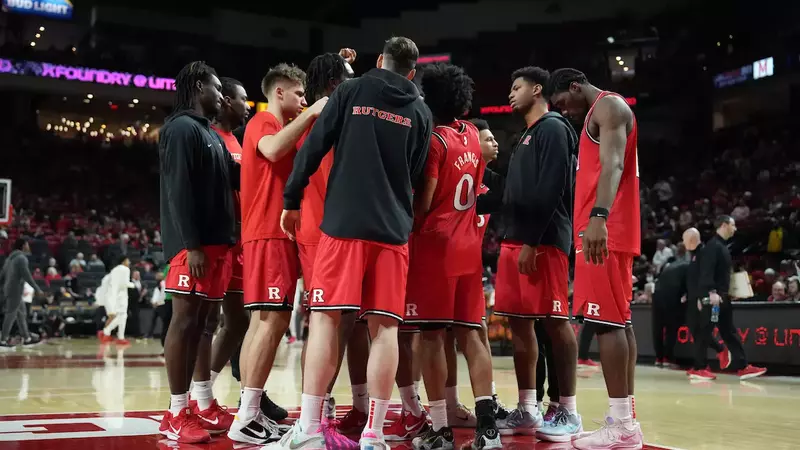 View game action images from Rutgers men's basketball's game at Maryland.