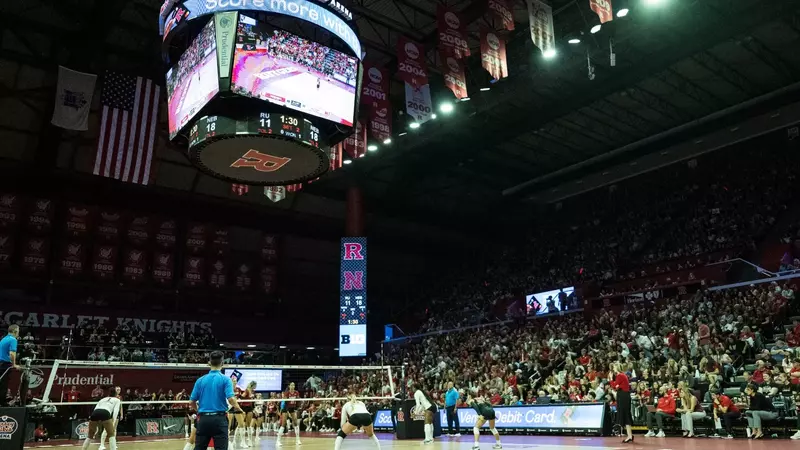 Jersey Mike's Arena court photo during the match with #1 Nebraska in 2025