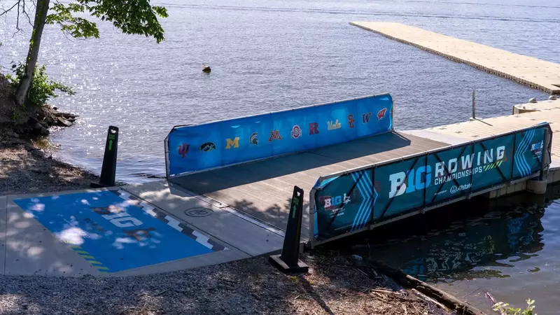 Dock at Eagle Creek Reservoir site of the 2026 Big Ten Rowing Championships