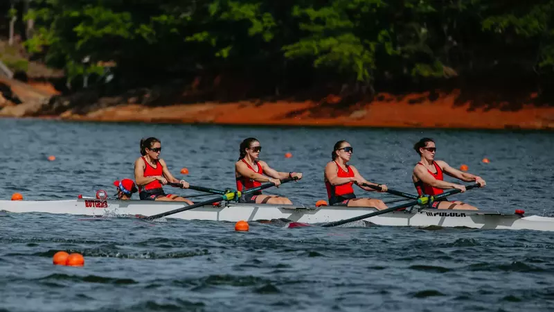 Rutgers Varsity 4 on Lake Lanier in Gainesville, Georgia, at the 2026 NCAA Championships