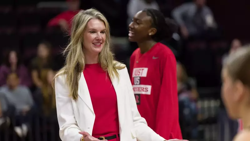 Caitlin Schweihofer on the sideline at Jersey Mike's Arena during the 2025 season