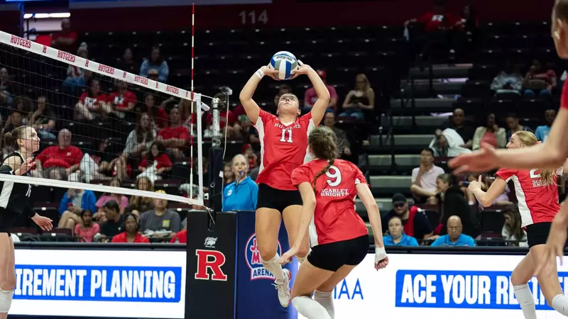PISCATAWAY, N.J. - SEPTEMBER 12: Rutgers takes on Rider in women's volleyball at Jersey Mike's Arena on Saturday, September 12, 2026. Photograph by Joe Cucinotta