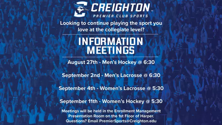 Premier Club Sports Dates, Times, and Locations for Information Meetings