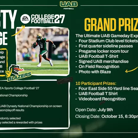 UAB Launches EA Sports College Football 27 Dynasty Challenge