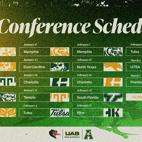 The American Announces UAB Men’s Basketball Conference Schedule