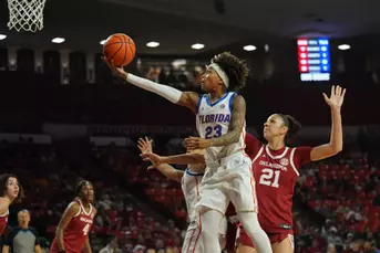 Liv McGill with the driving layup at No. 10 Oklahoma