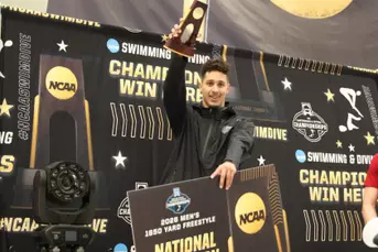 Ahmed Jaouadi during the Gators' meet at the NCAA Championship on Wednesday, March 25, 2026 at McAuley Aquatic Center in Atlanta, GA / UAA Communications photo by Audrey Djuricich