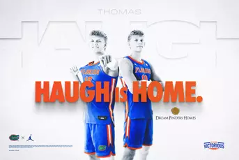 A graphic showing Thomas Haugh that says "Haugh Is Home."