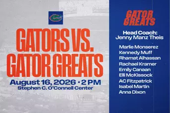 A blue and white graphic listing athletes for a roster