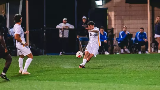 Nacho Martinez kicks the ball against South Carolina