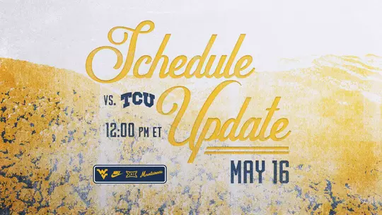 Schedule Update vs TCU graphic showing first pitch is now at noon