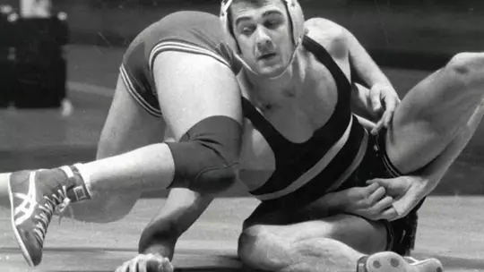 Jim Akerly wrestled for the WVU wrestling program in the 1980s, becoming an All-American in 1987.