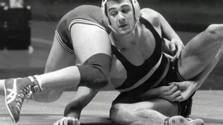 Jim Akerly wrestled for the WVU wrestling program in the 1980s, becoming an All-American in 1987.