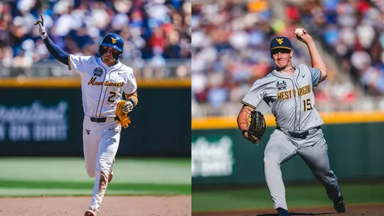 Gavin Kelly and Maxx Yehl participate in the College World Series