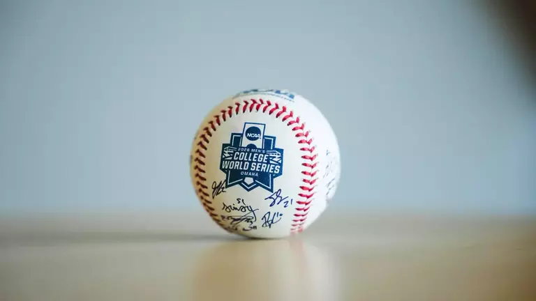 College World Series Baseball Signed by WVU Baseball Team and Coaches
