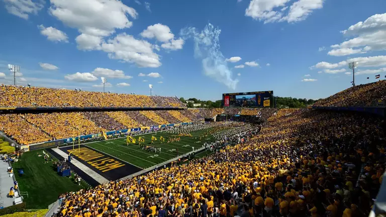 Milan Puskar Stadium with the fans participating in "Stripe the Stadium" during game for WVU football.