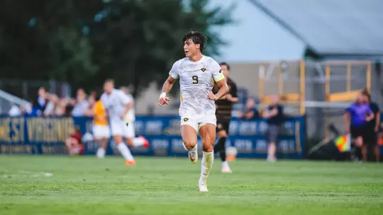 Pablo Pozos of the WVU men's soccer team plays against Pitt