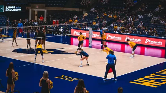 Full court view of the match between WVU and UMBC