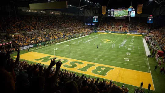 Interior view of Gate City Bank Field at the Fargodome during an NDSU football game
