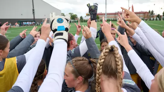 NDSU Soccer Team Huddle