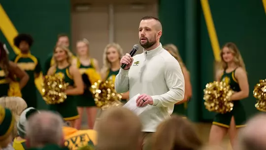 Derrick Lang speaks at the NDSU Team Makers appreciation event on Saturday, Feb. 15, 2025.