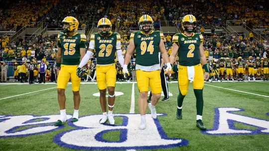 NDSU football captains Mekhi Collins, Darius Givance, Logan Larson and Nathan Hayes