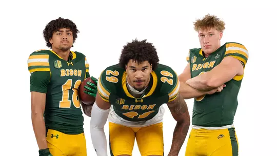 Photo of NDSU football players Jackson Williams, Darius Givance and Gavin Sell