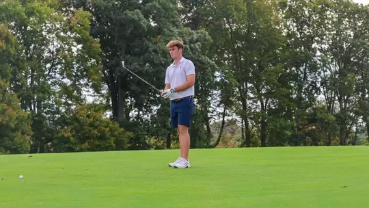 Jack LaPiana lines up his approach shot