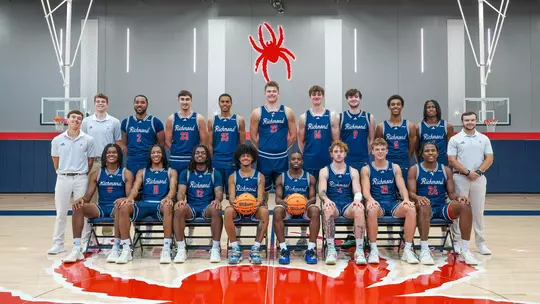 Men's Basketball team picture from the 2025-26 season in Queally Athletics Center