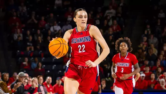 Rachel Ullstrom dribbling vs VCU