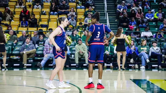 Ally Sweeney and Alicia Newell pregame vs Mason