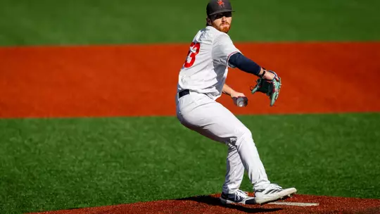 Joey Giordano strides off the pitching rubber towards home plate