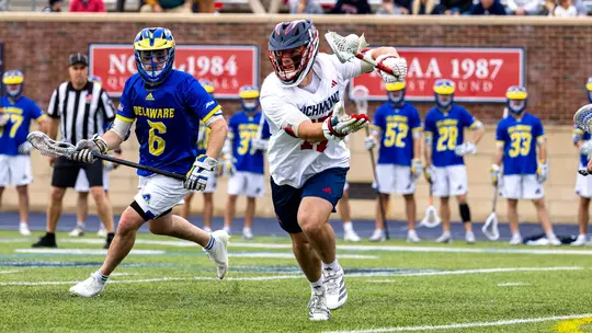 Vincent Gaylord wins a faceoff against Delaware on March 14, 2026