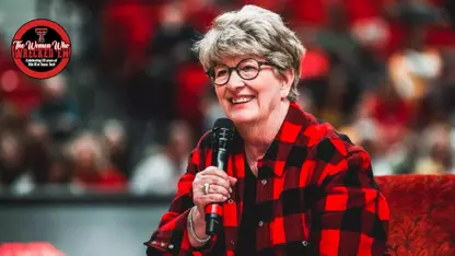 Marsha Sharp with Title IX logo