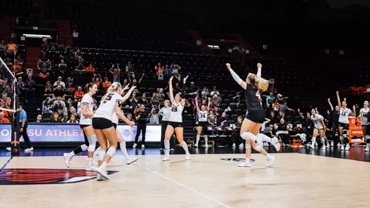 Team celebrating win.